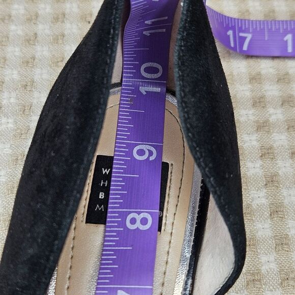 White House Black Market Christine Check Suede Silver Heel Classic Slip On Flats - Picture 11 of 11